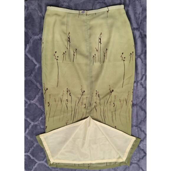 EUC Fashion Collection Lined Light Green Skirt With Floral Design/Size L - Picture 3 of 4